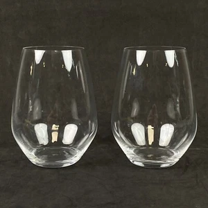 Tiffany & Co Riedel Tumbler Set of 2 Crystal White Wine Glasses Stemless 13 oz - Picture 1 of 9