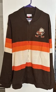 NWOT Mitchell & Ness Cleveland Browns Full Zip Sweater 2XL - Picture 1 of 5