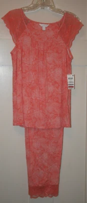 Conjunto de pijama para mujer Charter Club cachemira encaje ribete rosa talla XS Foto 1 de 4