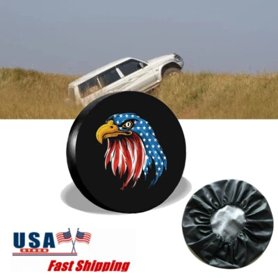 Tampa de roda de pneu sobressalente de couro PVC Blue Eagle 17 polegadas compatível com reboque Jeep - Imagem 1 de 4