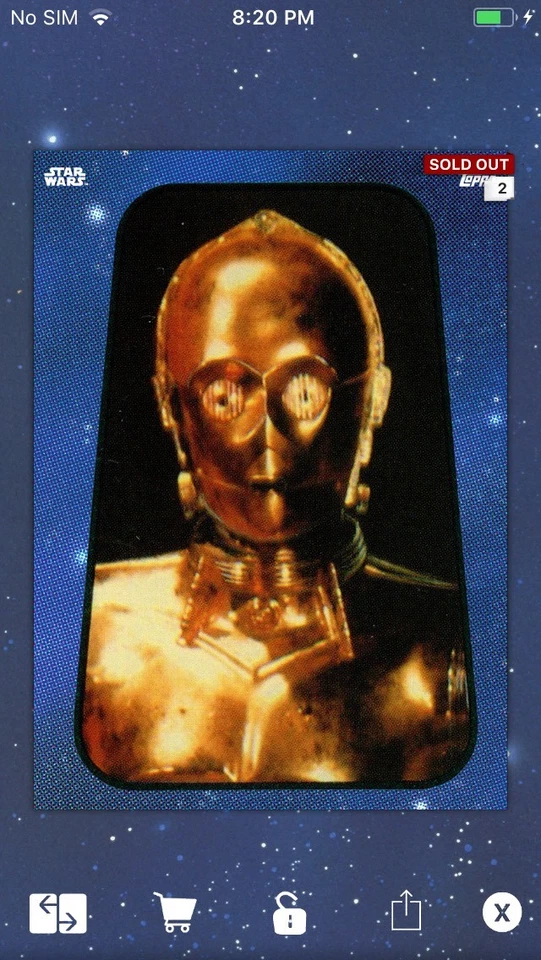 Topps Star Wars Digital Card Trader Blue Sticker Art 1 C-3PO Insert Award - Image 1 of 1