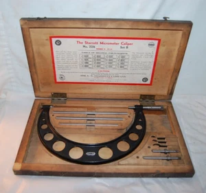 Vintage Starrett Micrometer Caliper Set #224 Set B, 6" to 9" Range Complete - Picture 1 of 10