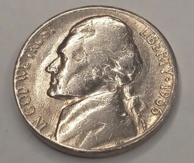 1966 P Jefferson Nickle 5c Five Cent Coin Circulated But Nice FREE SHIPPING N160 - Image 1 of 2