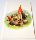 Vintage Greeting Card Blank Gnomes Rien Poortvliet 1994 Toadstools Bird Mole