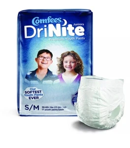 Comfees DriNite Juniors Youth Youth Absorbent Underwear Small / Medium 38/65 Lbs - Picture 1 of 7