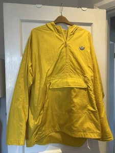 Adidas Jacket Mens L Yellow White Trefoil Pop Windbreaker Anorak Coat  L - Picture 1 of 6
