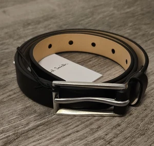 Paul Smith Womens Leather Belt 80cm in Black, Silver Buckle - Picture 1 of 7