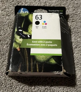 HP 63 (F6U61AF6U62A) Combo Ink Cartridges Black and Tri Color - 2 Pack Damaged - Photo 1/11