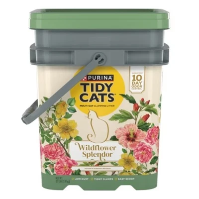 Tidy Cats Flor Silvestre Esplendor Agrupamiento y Perfumado Cubo de arena para gatos - 35 lb Foto 1 de 4
