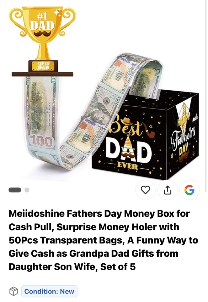 Caja de dinero del día del padre para tirar de efectivo, soporte de dinero sorpresa forma divertida de dar dinero en efectivo Foto 1 de 1