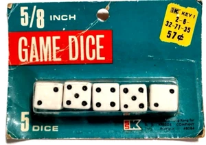 Vintage SS Kresge Kmart Game Dice Pieces Casino Gambling Rolling Dice 5/8" Set 5 - Picture 1 of 6