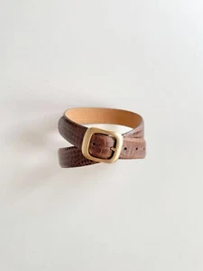 Cinturón de cadera DANIER marrón cocodrilo en relieve cuero cepillado dorado hebilla, talla M - Imagen 1 de 13