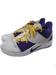 Scarpe Nike Zoom Paul George PG 3 LSU basket viola oro AV7928-991 taglia 14 - Foto 1 di 10