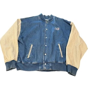 Mens BIG 12 Conference Denim Quilted Bomber Jacket PreOwned Size XL |P1 - Picture 1 of 7