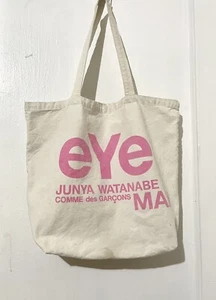 EYE Junya Wantanabe Comme des Garcons MAN Canvas Tote Bag Pink Logo - Picture 1 of 5