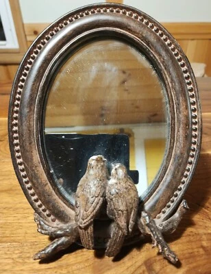 Espelho oval de mesa com dois pássaros - Imagem 1 de 4