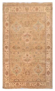 Afghan Chobi Area Rug - 4x7 ft | Hand-Knotted Wool | Floral Pattern Beige Rug 67 - Picture 1 of 6