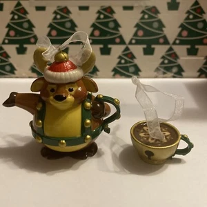 Tea Time Rentier Porzellan Set 5. Weihnachten Punze Andenken Ornament Neu im Karton - Bild 1 von 12