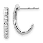 Jewelry Women's Earrings 14k White Gold Diamond J-Hoop Post and Push Back, 15mm
