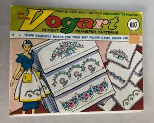 Vogart Floral Motif Iron Transfers for Linens Vintage No. 697 Uncut - Picture 1 of 2