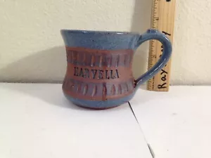 Hand thrown pottery Harvella Coffee Mug Cup embossed 3d thumb rest - Picture 1 of 7