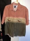 Vintage Wrangler Western Pearl Snap Men&#39;s Size XL Horse All Over Print