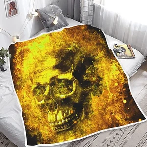 Alottagifts Skull Skeleton Sherpa 50’’ x 60’ Throw Blanket  Bed Couch Sofa NEW - Picture 1 of 2