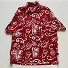 Vintage 90s Lightning Bolt Button Up Shirt Red White Mens Size M Hawaiian Surf