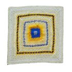 Vintage Handmade Reversible Granny Knit Blanket Granny Knitted Throw 28.5 x 29
