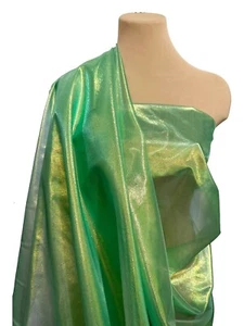 SHEER PEARLIZED LAME EMERALD FABRIC 45" BY THE YARD FORMAL WEAR COSTUME - Picture 1 of 1