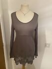 Phase Eight Grey  Embroidered Tunic Top Long Sleeved Uk Size 12.