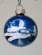 Vintage Glass Pictured SILENT NIGNT VILLAGE Small Christmas Ornament Shiny Brite