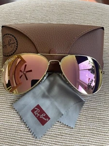 Ray Ban Aviator Gold Frame/ Pink Mirrored 58mm - Picture 1 of 5