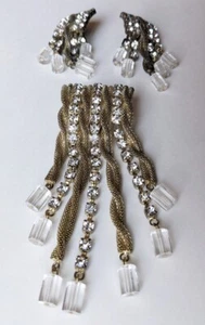 ARNOLD SCAASI CRYSTAL RUNWAY COUTURE NECKLACE PENDANT & EARRINGS DEMI PARURE LOT - Picture 1 of 11