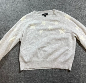 Suéter de cachemir Aqua Cashmere gris cuello redondo estampado de estrellas talla M para mujer - Imagen 1 de 18