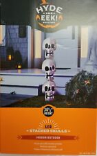 Hyde & Eek Stacked Skulls LED 36.5” Indoor Outdoor Halloween Decor Purple Lights