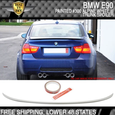 Fits 06-11 BMW E90 M3 ABS Rear Trunk Spoiler Painted # 300 Alpine White III - Image 1 of 4