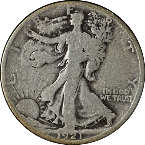 1921-D Walking Liberty Half Nice VG Key Date Great Eye Appeal Nice Strike Cover