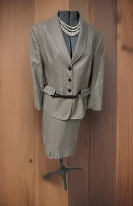 NEU 280 $ Tahari ASL Rock Anzug Größe 18 zweiteiliges Set braun beige Bonus Gürtel EXEC - Bild 1 von 23