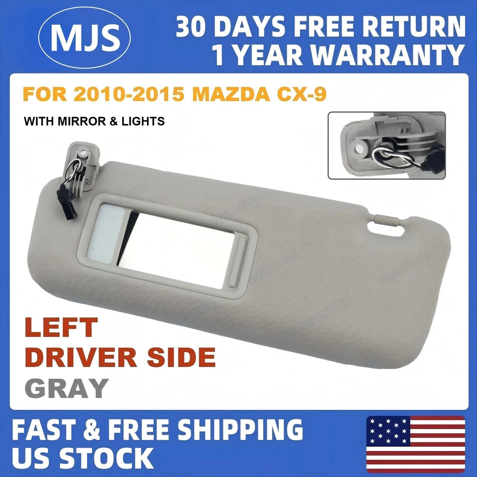 For 2010-2015 Mazda CX-9 Left Driver Side Gray Sun Visor with Lights TDY1-69-320 Foto 1 de 4