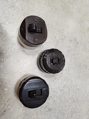 (3) VINTAGE Round Light SingleSwitch ON/OFF Bakelite Porcelain Eagle Leviton - Image 1 of 4