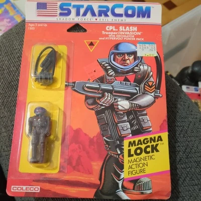 STARCOM - Shadow Force CPL. SLASH Magnetic Action Figure - Sealed (Coleco 1986) - Image 1 of 4