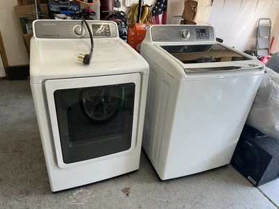 Samsung Front Load Electric Dryer & Top Load Washer Set, 3 Years Old - Image 1 of 2