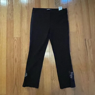 Pantalones de vestir negros Cambio talla 12 para mujer a rayas laterales bordados florales Love Foto 1 de 4