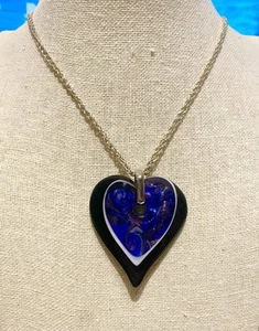 ❧Murano Glas Herz Anhänger mit Sterling Diamantschliff Kette☚☚☚☚Lila Königsblau - Bild 1 von 9