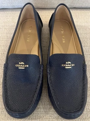 Женские мокасины Coach Marley Driver 9B темно-синие шагреневая кожа без шнуровки ОТЛИЧНЫЕ - Изображение 1 из 4