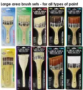 SETS OF 3 ARTIST PAINT BRUSHES 1" 2" 3" WASH VARNISH LARGE AREA MURAL SOFT STIFF - Picture 1 of 21