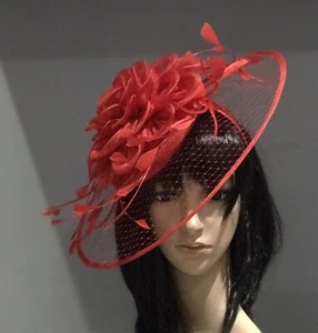 ROTE HOCHZEIT ASCOT Scheibe FASCINATOR HUT Anlass HUT Brautmutter FORMELL - Bild 1 von 8