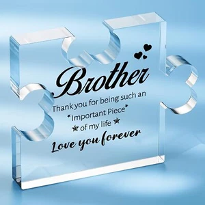 Birthday Gifts for Brother, Acrylic Puzzle Plaque Desk Decor - Brother Gifts fro - Picture 1 of 1