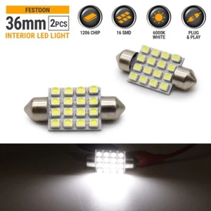 Syneticusa LED 36mm Festoon Map Dome Interior Light Bulbs 6000k White - Imagen 1 de 6